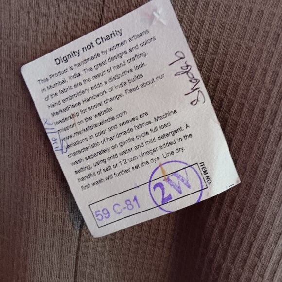 MARKETPLACE HANDWORK OF INDIA WOMEN'S MUSHROOM GREY TUNIC NWT 2W - Picture 3 of 6